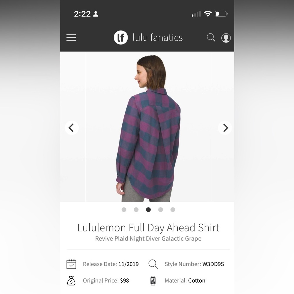 lululemon Women’s Full Day Ahead button up size 8